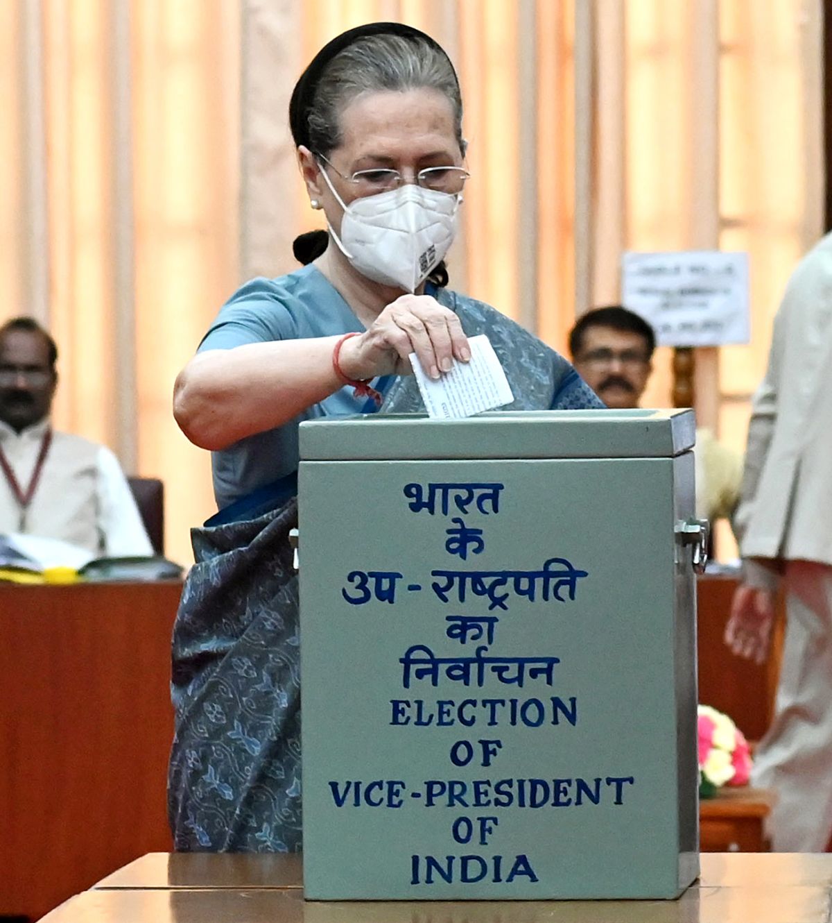 Sonia Gandhi castes vote in VP poll
