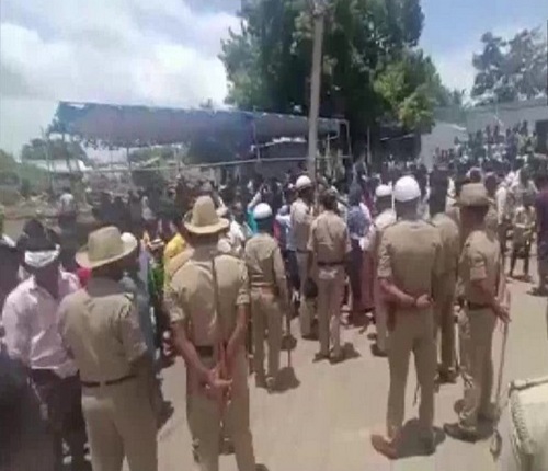 Police at the spot after communal clash/ANI