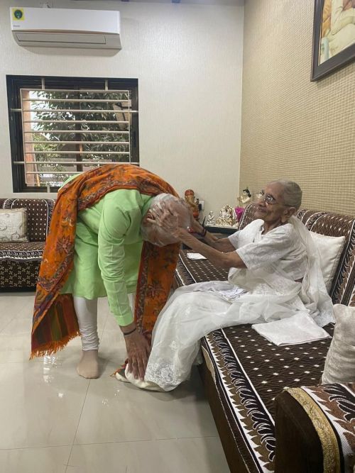 The PM met his mother in Ahmedabad yesterday