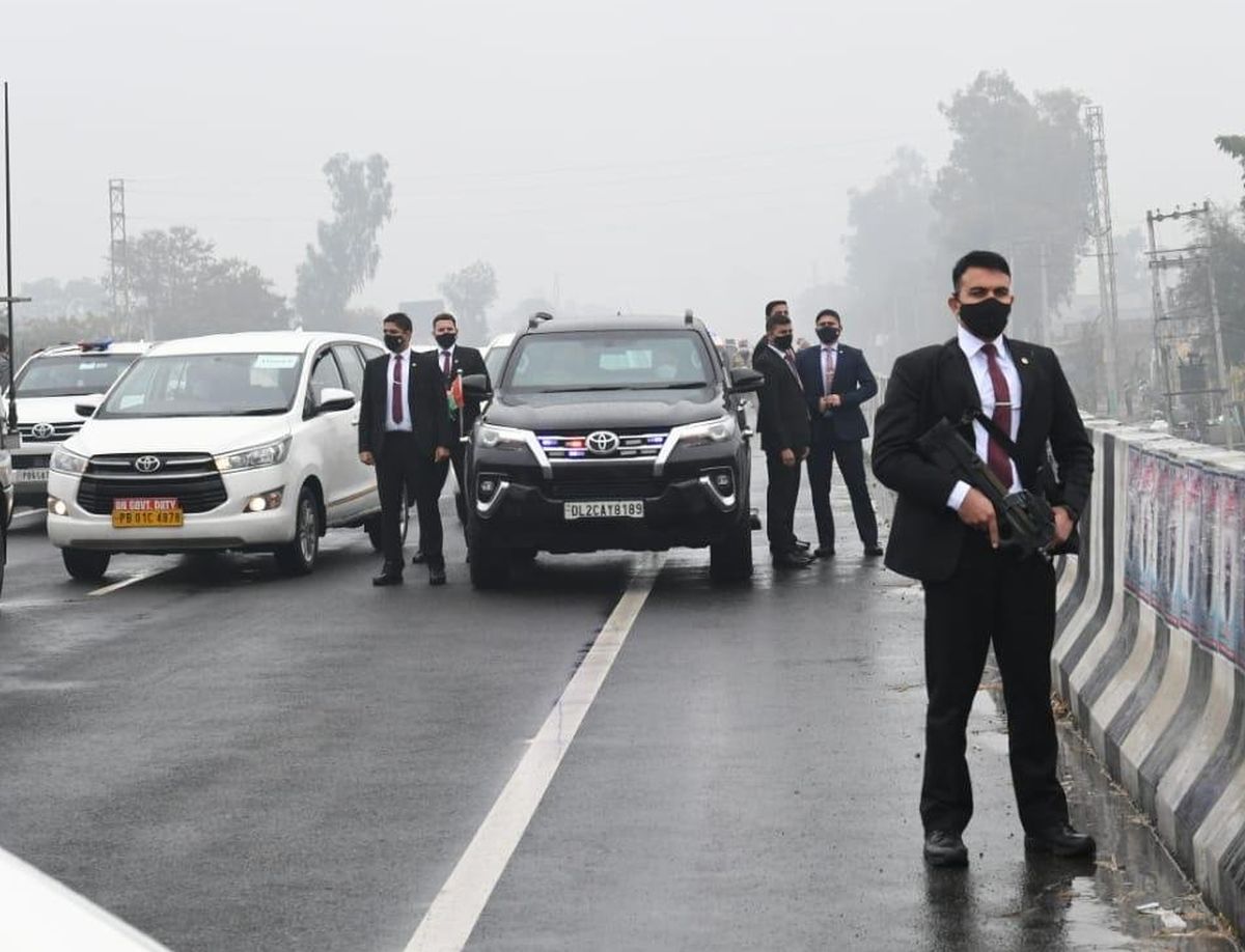 PM Narendra Modi's convoy is stranded in Ferozepur, Punjab, January 5, 2022/ANI