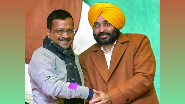 Arvind Kejriwal and Bhagwant Mann/File image