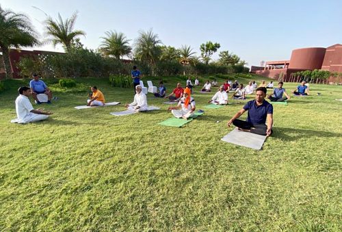 BJP MLAs perform Yoga at a resort in Jaipur