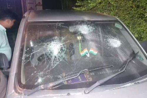 A car was damaged during the stone pelting