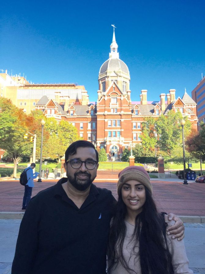 Dr Rajesh Parikh with his daughter Nikki at Johns Hopkins