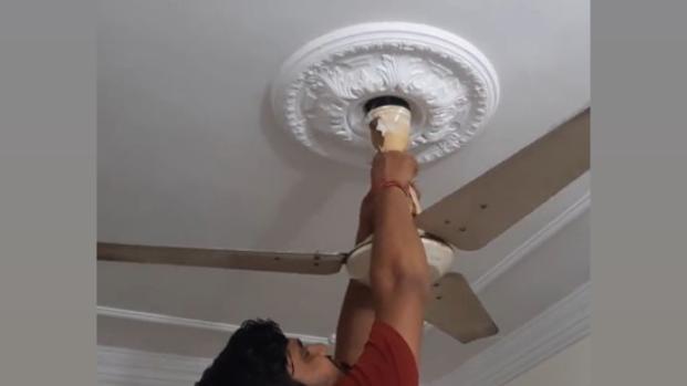 A spring-loaded suicide-proof fan