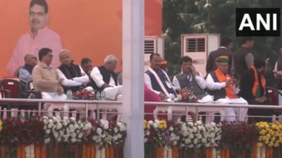 (Left) Shekhawat and Gehlot at the swearing-in