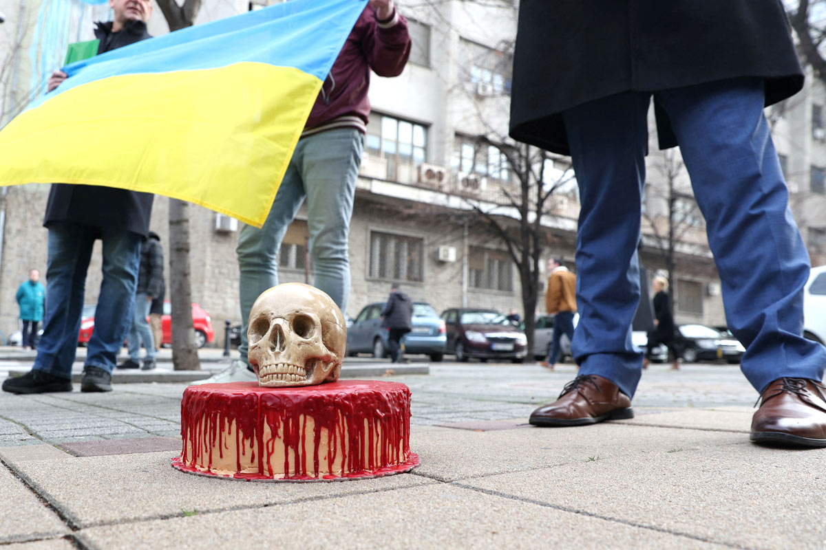A Bloody Cake And A Skull For Putin