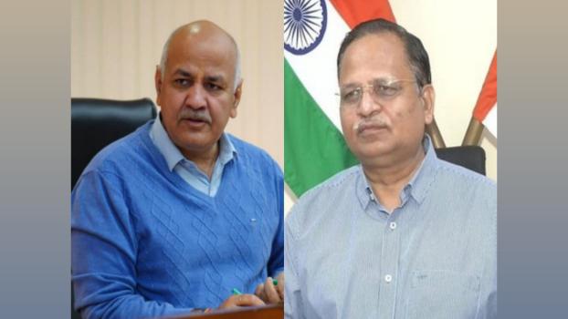 AAP leaders Manish Sisodia and Satyendar Jain/File image