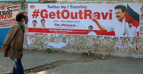 'Go back Ravi' posters were festooned across Chennai