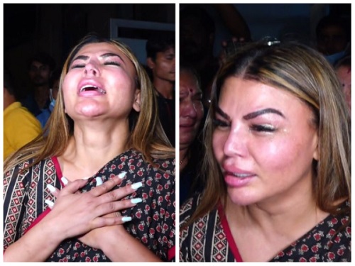 Rakhi Sawant cries inconsolably after mother's demise/ANI