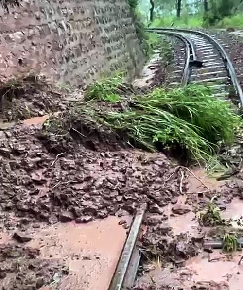 A railway track between Koti and Sanwara railway stations in HP