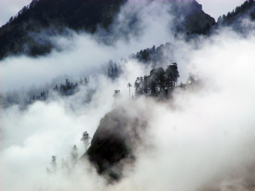 Mist, clouds over the hills in Kullu