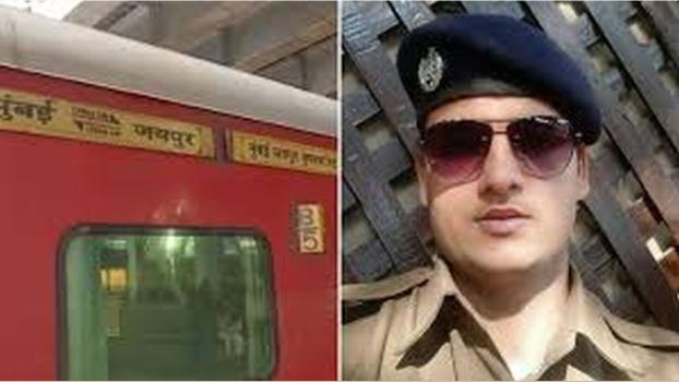 RPF constable Chetansinh Chaudhary and the train in which firing took place/File image