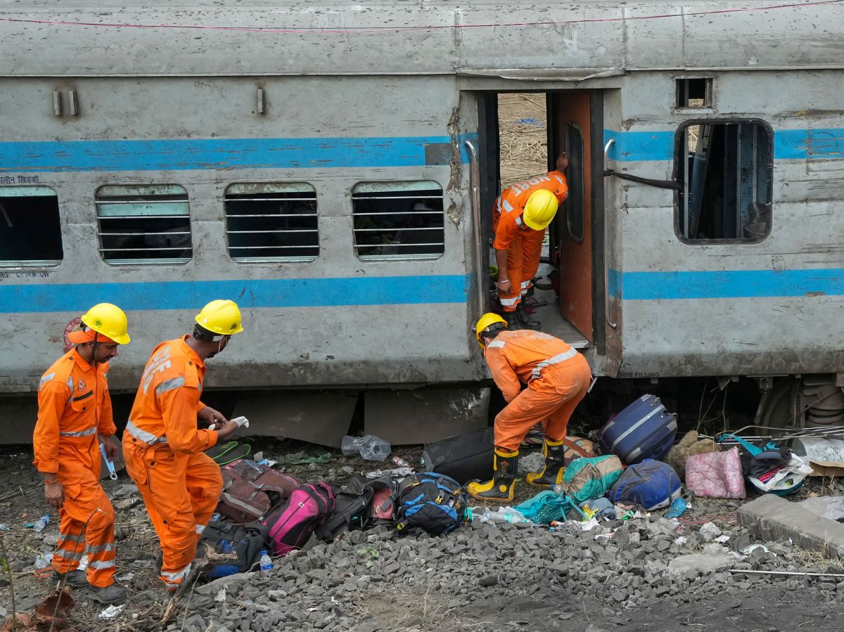 NDRF personnel at the site of the triple train mishap