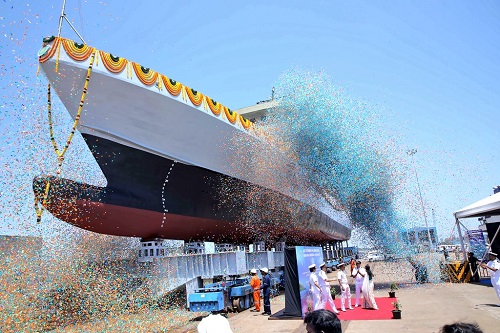Anti-submarine warfare shallow water craft vessel being launched in Chennai/Navy/Twitter