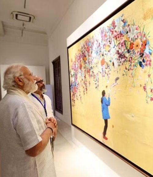 Narendra Modi at the Jana Shakt exhibition based on his 'Mann ki Baat' radio show