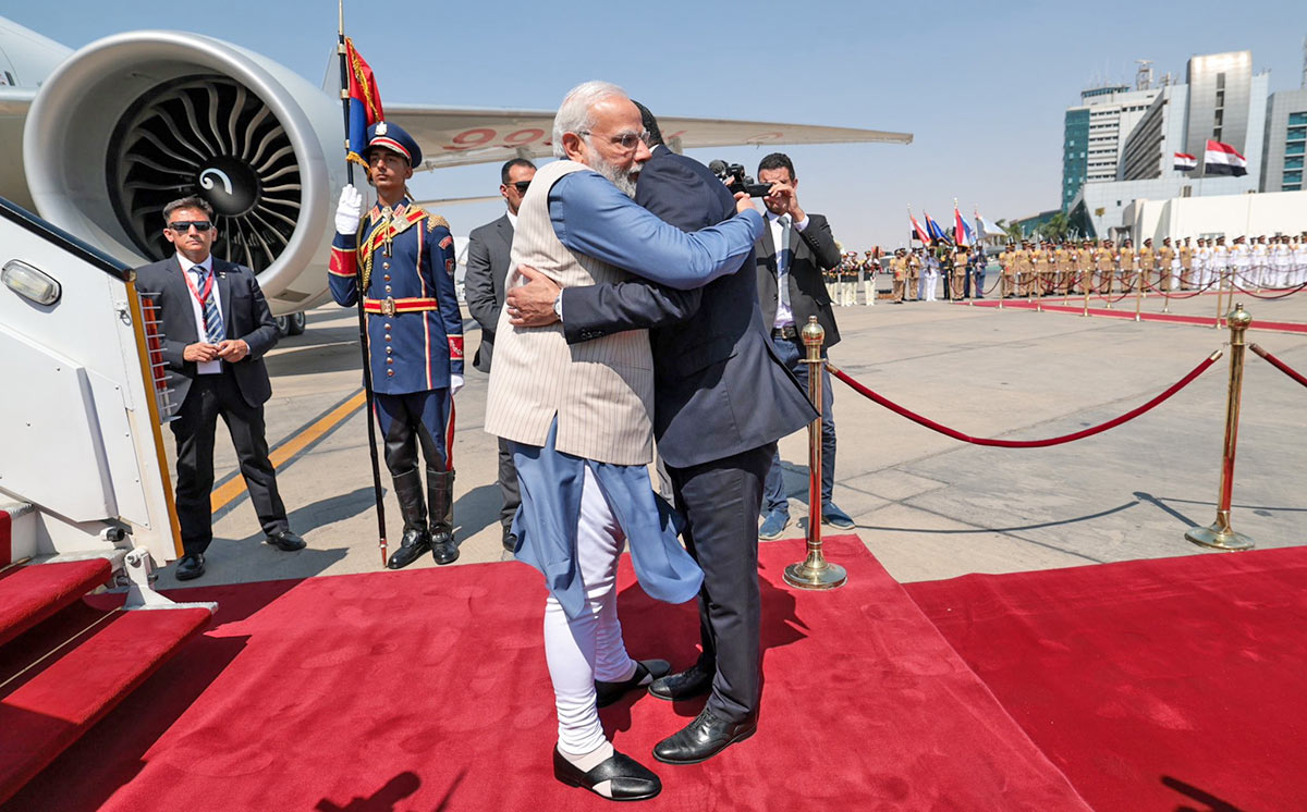 Modi arrives in Egypt on two-day state visit