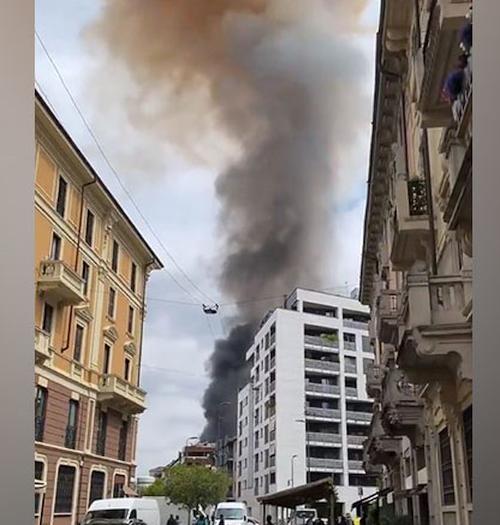 Vehicles Engulfed In Flames After Explosion In Milan