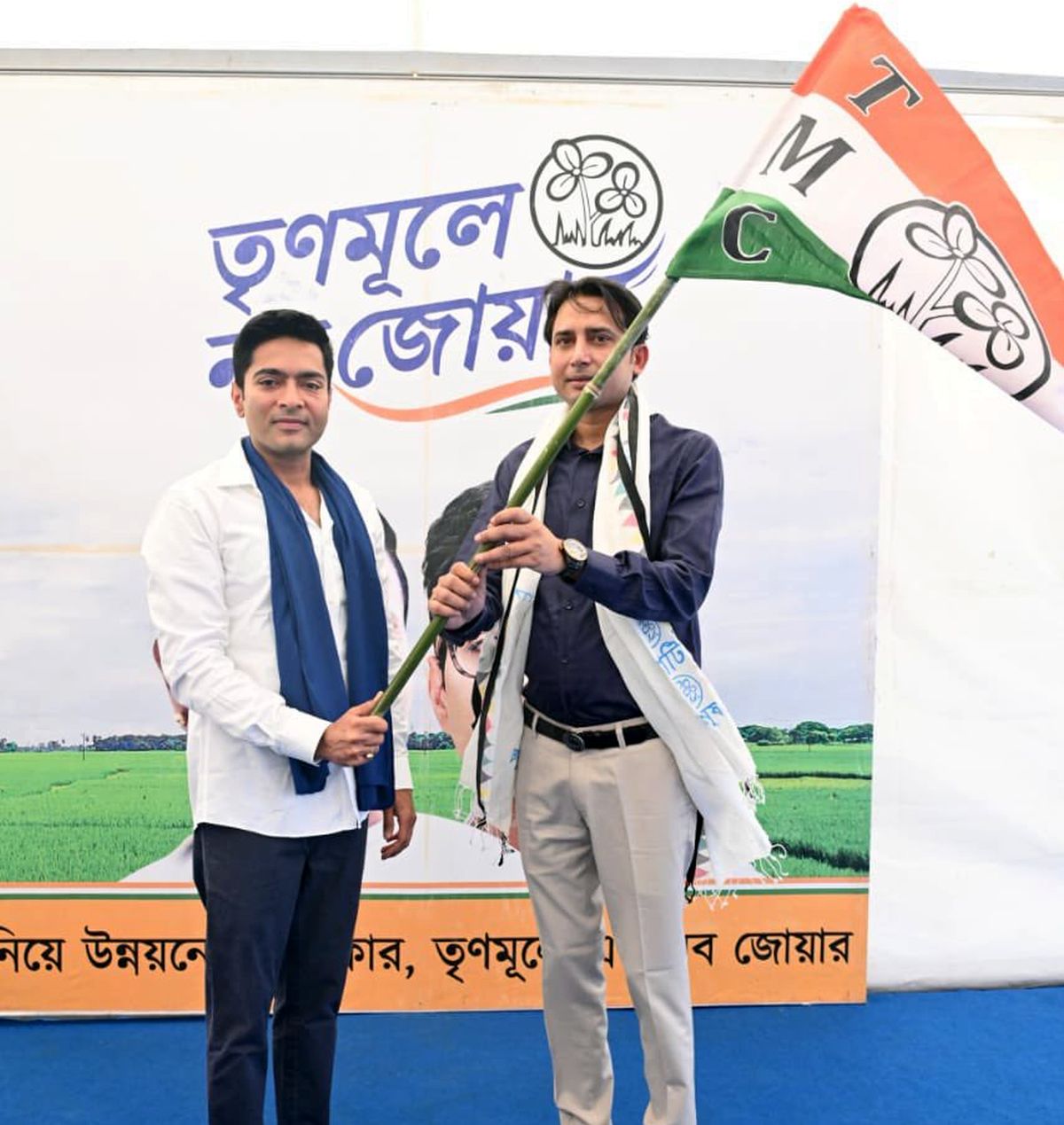 Bayron Biswas (right) with TMC's Abhishek Banerjee