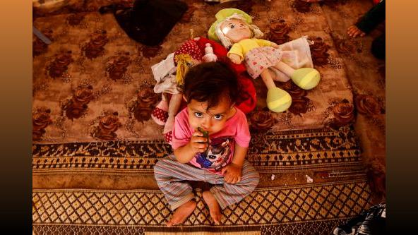 A Palestinian child at a hospital. Ibraheem Abu Mustafa/Reuters