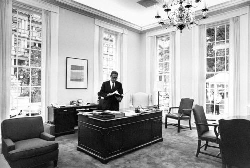 Former National Security Adviser Henry Kissinger works in his office