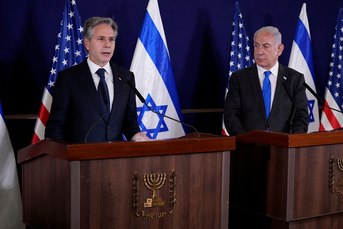 Antony Blinken with Benjamin Netanyahu in October