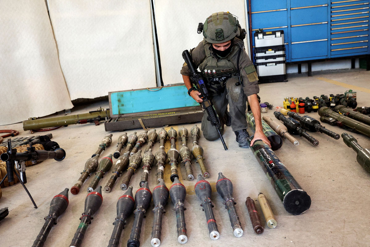 Weapons allegedly used by the Hamas. Violeta Santos Moura/Reuters