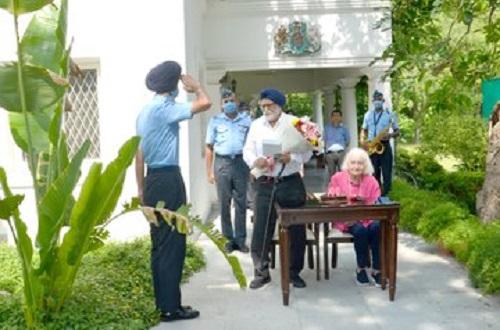 IAF veteran Dalip Singh Majithia (second from right)/ANI on X