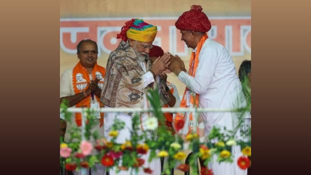 Narendra Modi at the rally in Rajasthan