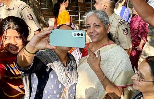 Nirmala Sitharaman is all smiles after voting