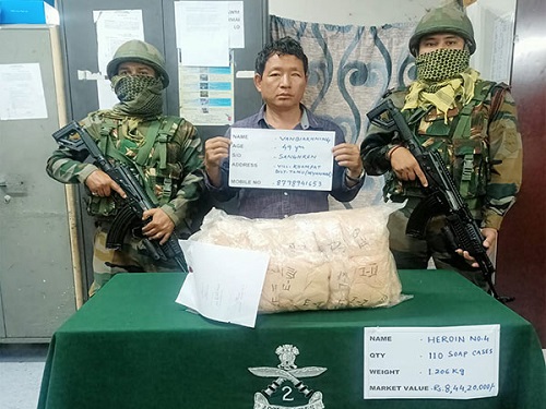 Arrested Myanmar national with drugs recovered from him/ANI Photo