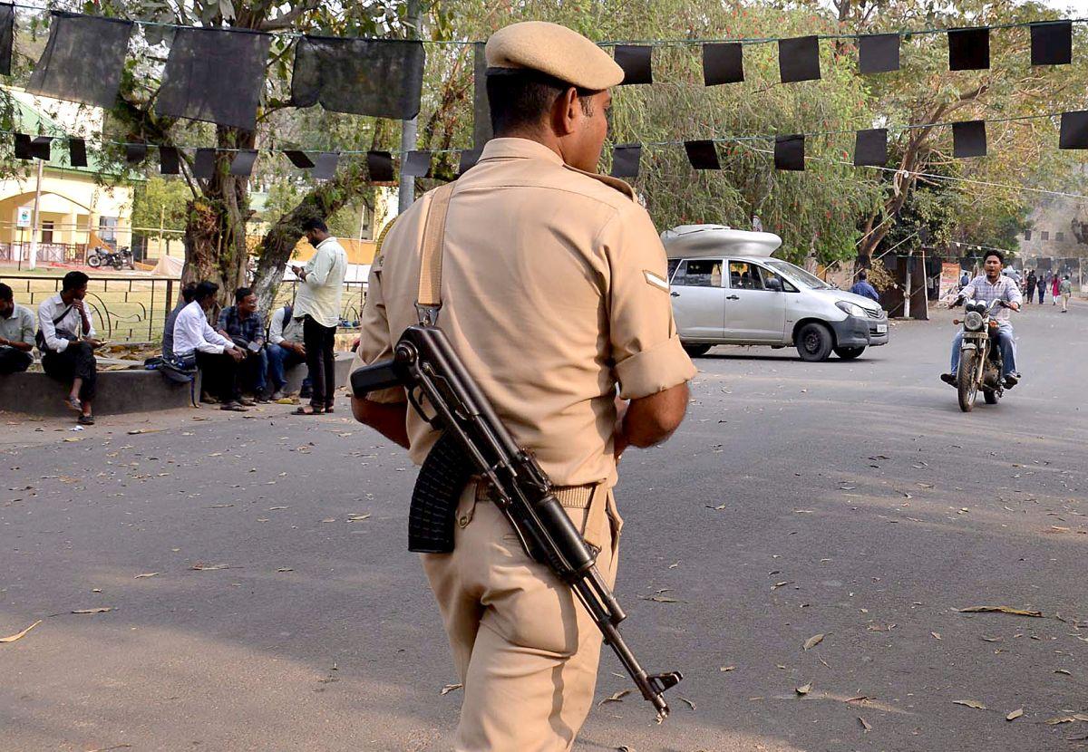 A cop on duty in Assam