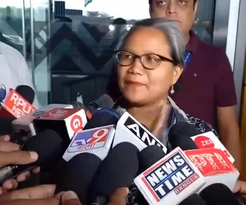 NCW member Delina Khongdup speaks to media in Kolkata/ANI on X