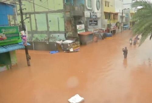 A flooded street in Puducherry/ANI on X