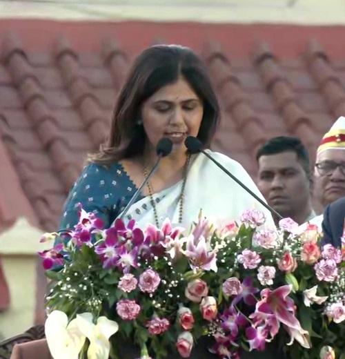 BJP's Pankaja Munde takes oath as minister in Nagpur on Sunday/ANI on X