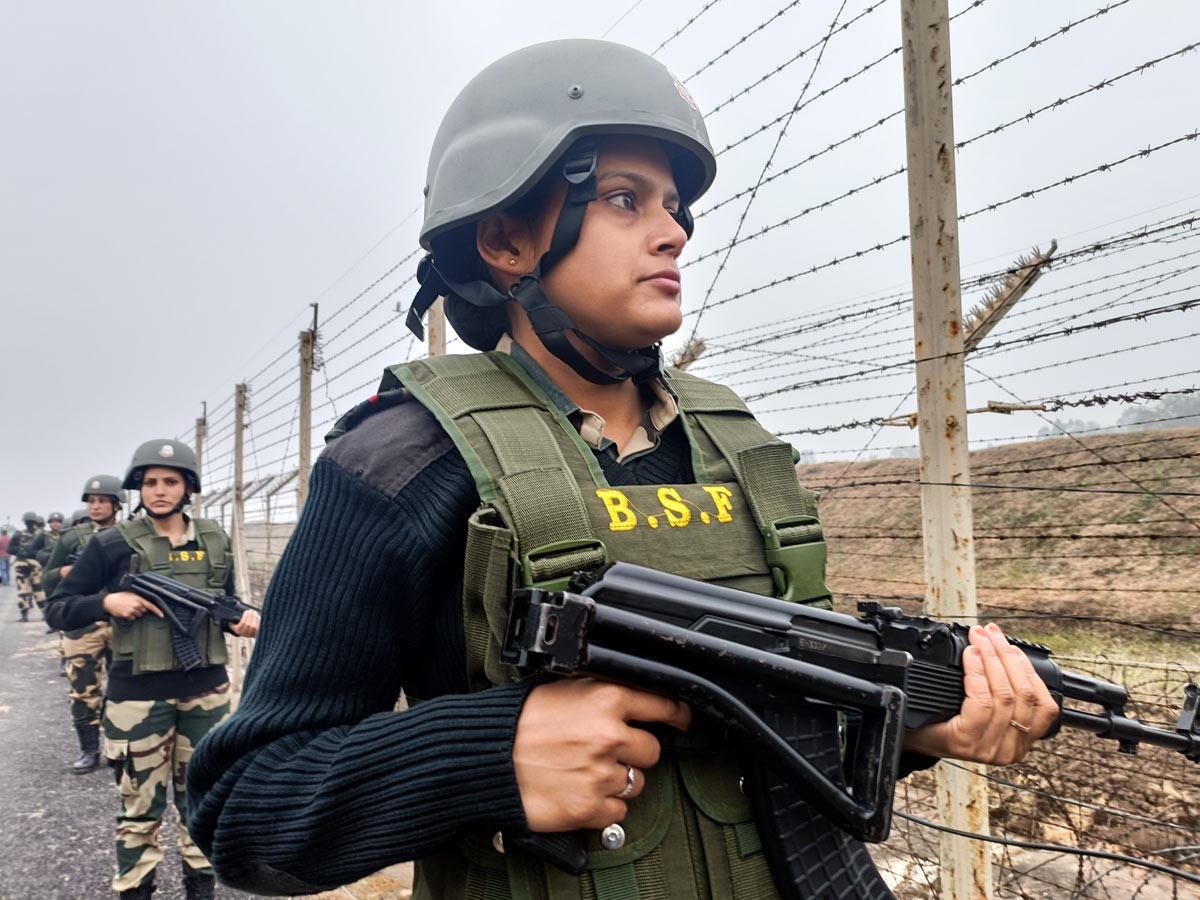 Border Security Force women personnel at Line of Control near RS pura