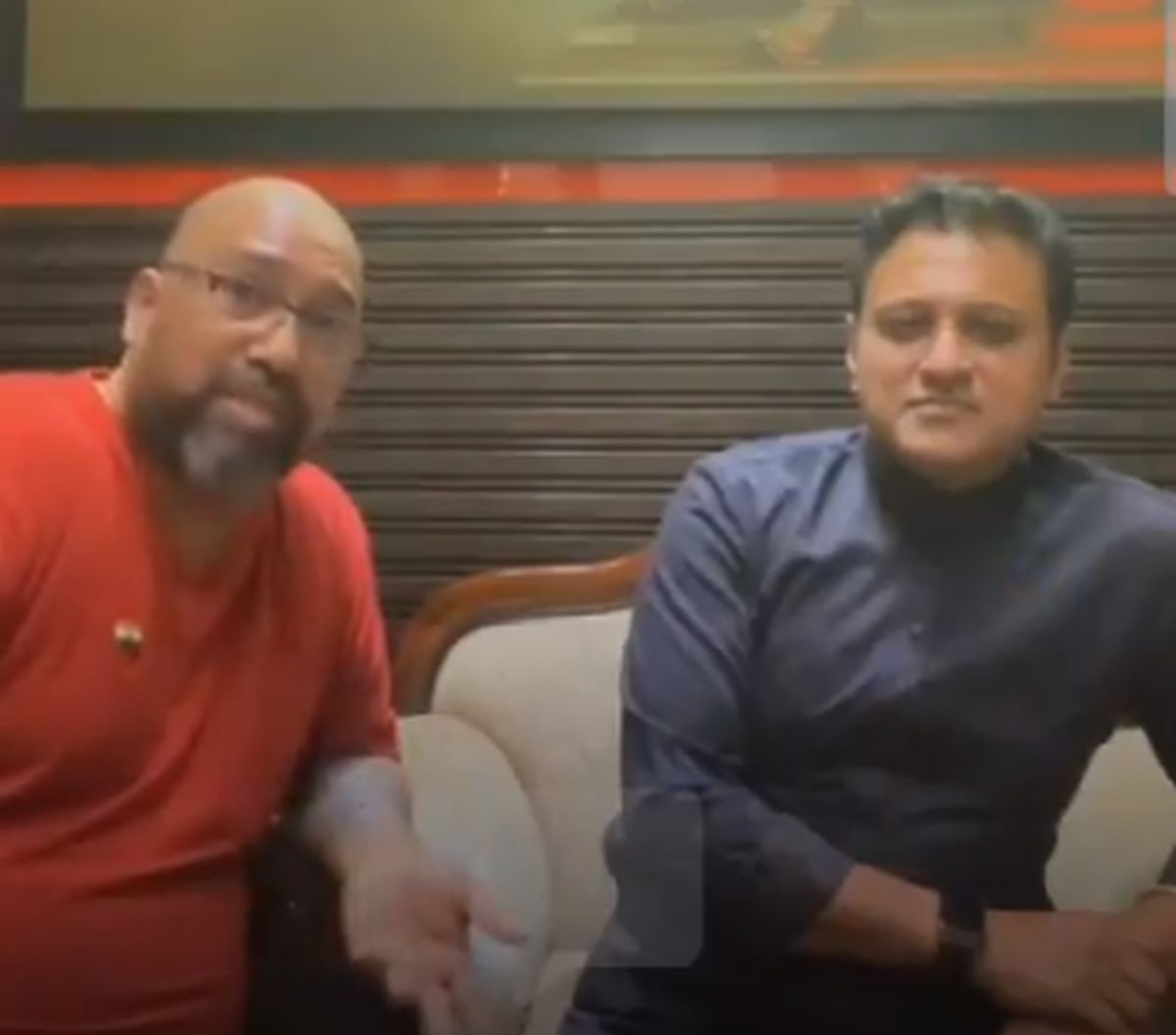 Shiv Sena-UBT leader Abhishek Ghosalkar (right)