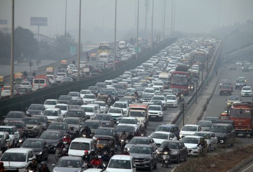 A mega traffic jam at Delhi-Gurugram Expressway