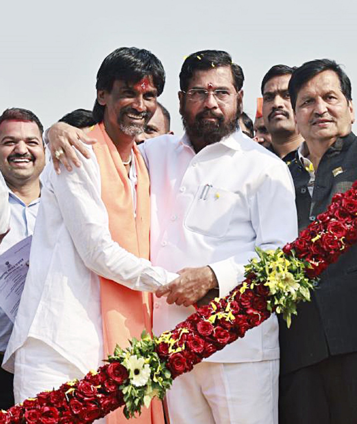 Maha CM with Maratha quota activist Manoj Jarange Patil