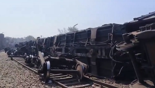 Ten bogies of a goods train derailed near Sarai Rohilla Railway station in Delhi/ANI on X