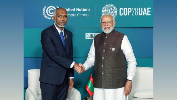 PM Narendra Modi and Maldives President Mohamed Muizzu/ANI Photo