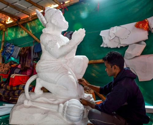 An idol of Hanuman being made in Ayodhya