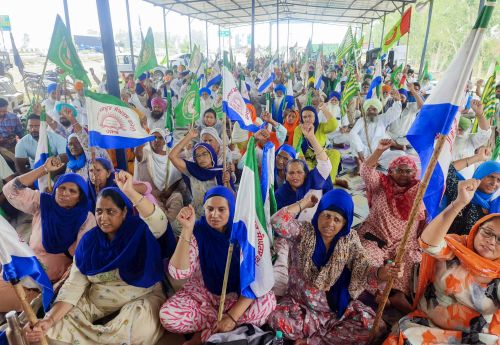 Farmers protest at Shambhu border