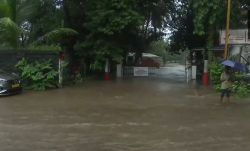 A flooded road at Kalina, Mumbai