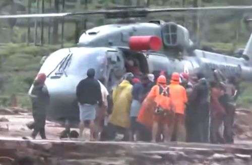 People being rescued in an IAF chopper