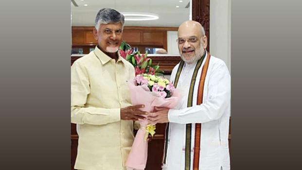 Amit Shah with Chandrababu Naidu. File pic