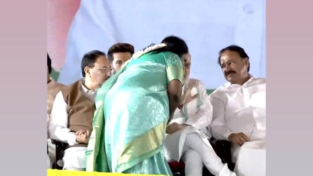 Home Minister Amit Shah and ex-governor Tamilisai Soundarrajan/ANI on X