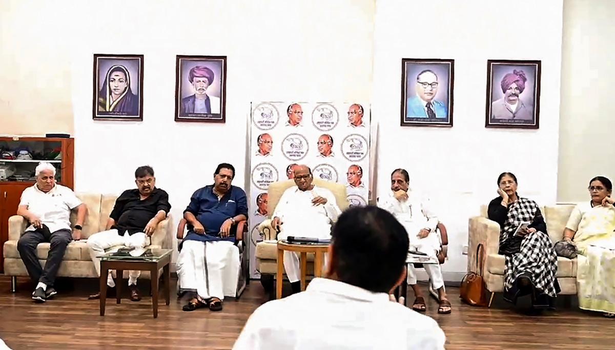 Sharad Pawar holds a meeting of the party's parliamentary board. File pic