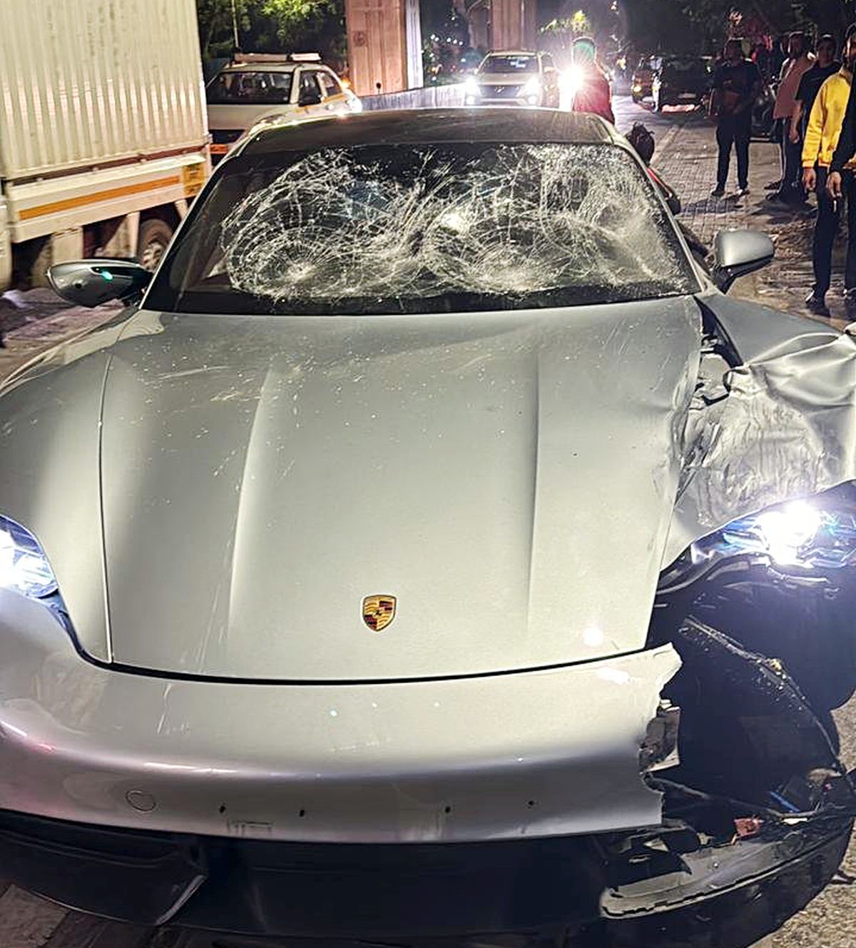 The Porsche that was damaged in the crash
