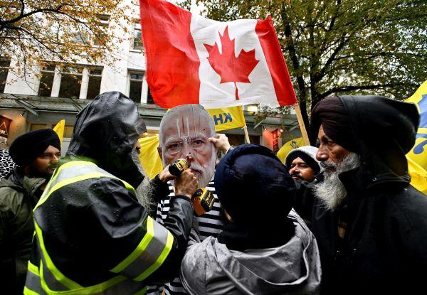 Sikh protestors picket outside the Indian consulate in Canada.